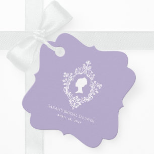 Étiquettes Cadeau Lavande Vintage Crest Régence Dame Baby Shower de