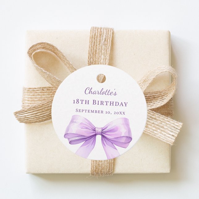 Étiquettes Cadeau Lavender bow DIY write by hand birthday (Créateur téléchargé)