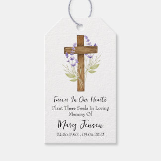 Étiquettes-cadeau Lavender Cross Memorial Funeral Seed Packet
