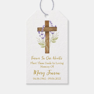 Étiquettes-cadeau Lavender Cross Memorial Funeral Seed Packet