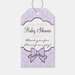 Étiquettes-cadeau Lavender Damask Elegant Baby shower Invité Favoris
