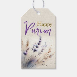 Étiquettes-cadeau Lavender Gold Purple Watercolor Happy Purim