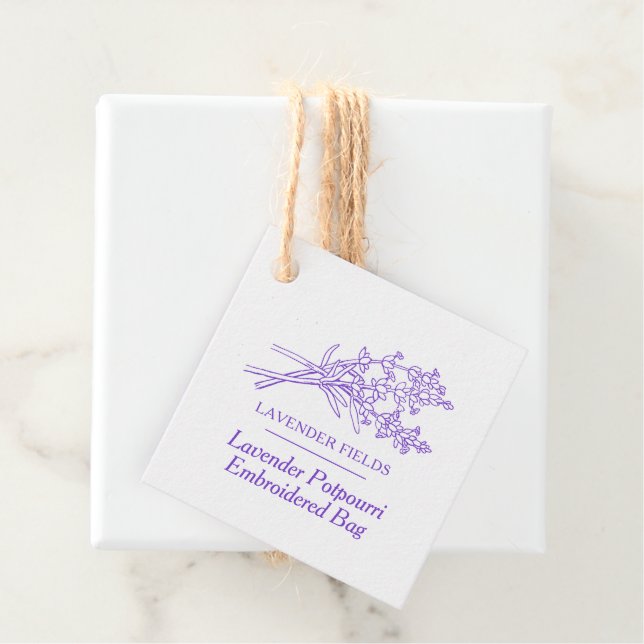 Étiquettes Cadeau Lavender potpourri code-barres produit et code QR (En situation)