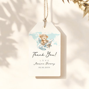 Étiquettes-cadeau L'aventure attend, avion d'ours volant