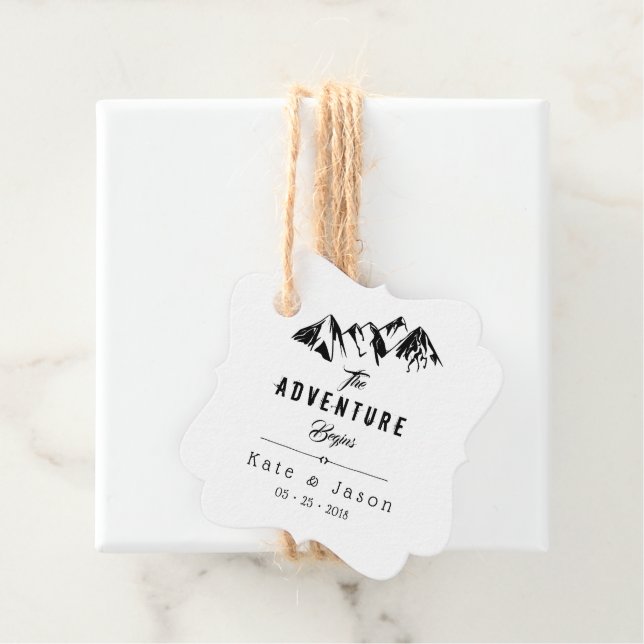 Étiquettes Cadeau L'aventure commence par un mariage rustique (En situation)