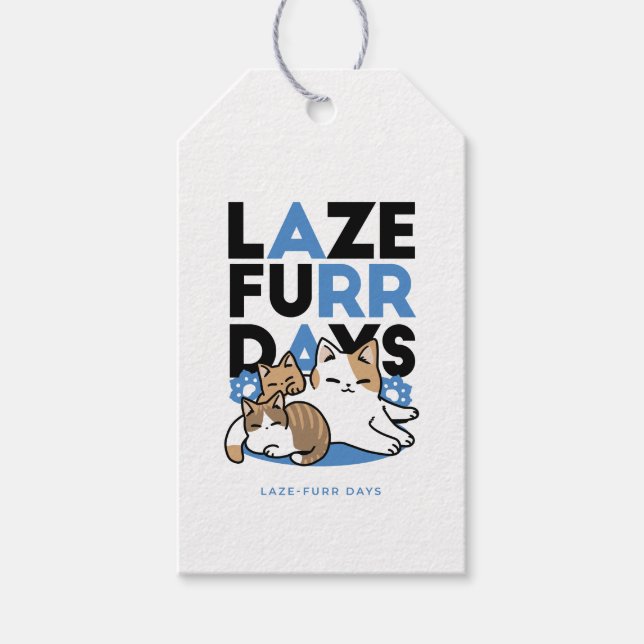 Étiquettes-cadeau Laze Furr Days - Cute Lazy Cats Design (Devant)