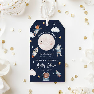 Étiquettes-cadeau Le Baby shower de l'espace animal forestier Merci 