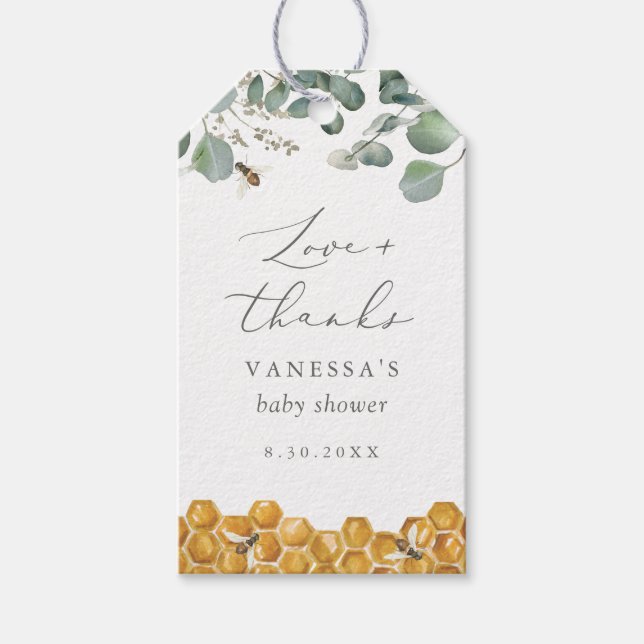Étiquettes-cadeau Le Baby shower de verdure Can Bee (Devant)