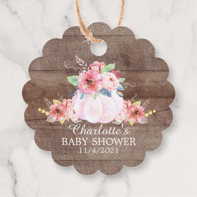 Étiquettes Cadeau Le Baby shower rustique du petit Merci Citrouille  (Dos)