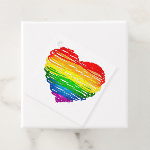 Étiquettes Cadeau Le cœur arc-en-ciel de SlipperyJoe gribouillé tour