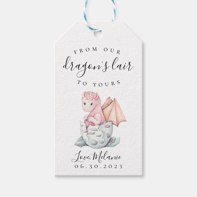 Étiquettes-cadeau Le dragon d'éclosion de la poitrine de mon dragon  (Devant)