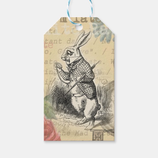 Étiquettes-cadeau Le lapin blanc Alice au pays des merveilles (Devant)