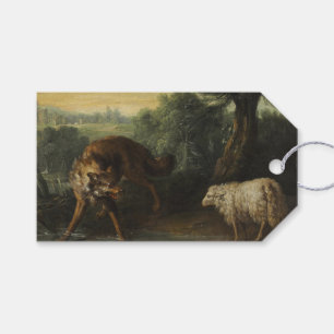 Étiquettes-cadeau Le loup et l'agneau (par Jean-Baptiste Oudry)