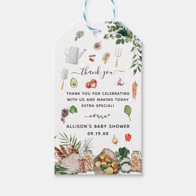 Étiquettes-cadeau Le marché des agriculteurs | Baby shower Merci Fav (Devant)