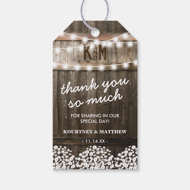 Étiquettes-cadeau Le Mariage campagnard rustique privilégie le Merci (Devant)