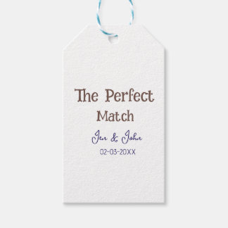 Étiquettes-cadeau le mariage parfait gris nom date bleu