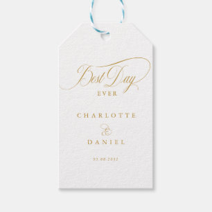 Étiquettes-cadeau LE MEILLEUR JOUR JAMAIS ! Élégant, Mariage blanc