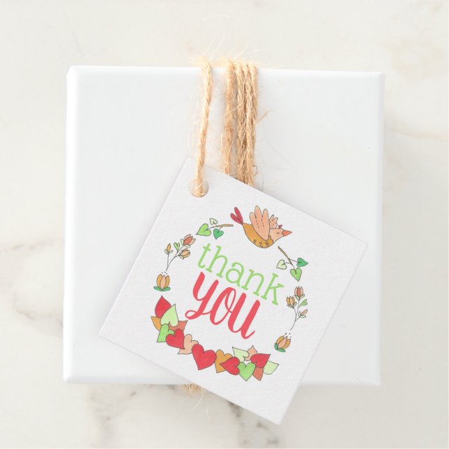 Étiquettes Cadeau Le Merci aux oiseaux mignon (En situation)