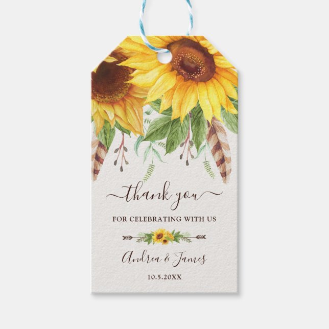 Étiquettes-cadeau Le Merci Mariage Rustique Boho privilégie le tourn (Devant)