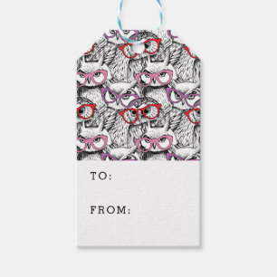 Étiquettes-cadeau Le motif de lunettes de hibou ajoutent votre