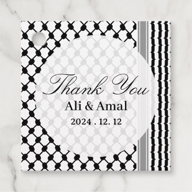 Étiquettes Cadeau Le Palestinien Hatta Keffiyeh Mariage du Merci (Devant)