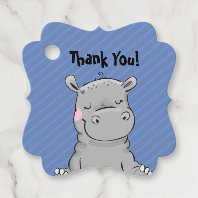 Étiquettes Cadeau Le parti Hippo favorise le Merci (Devant)