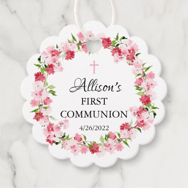 Étiquettes Cadeau Le printemps fleurit la communion florale (Devant)
