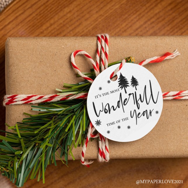 Étiquettes Cadeau Le Temps Le Plus Merveilleux De L'Année Noir Noël (Créateur téléchargé)