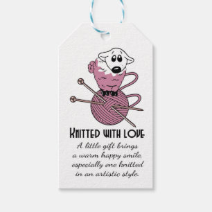 Étiquettes-cadeau Le tricot, mouton sur le fil/laine, cadeau fait