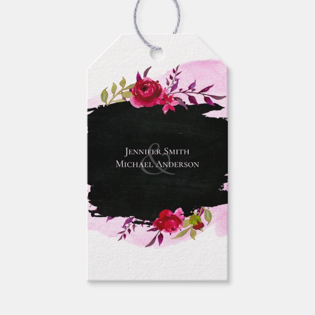 Étiquettes-cadeau LeahG Budget Rose Rose Noir Mariage moderne (Devant)