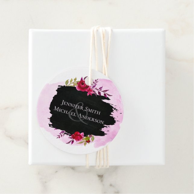 Étiquettes Cadeau LeahG Budget Rose Rose Noir Mariage moderne (En situation)