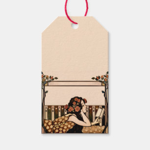 Étiquettes-cadeau Lecteur vintage Art Nouveau