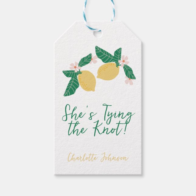 Étiquettes-cadeau Lemon She's Tying the Knot Fête des mariées (Devant)