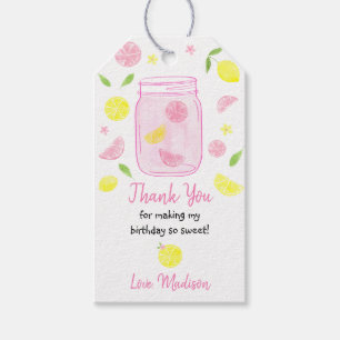 Étiquettes-cadeau Lemonade rose Lemon Anniversaire