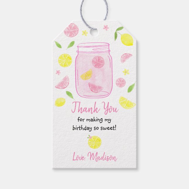Étiquettes-cadeau Lemonade rose Lemon Anniversaire (Devant)