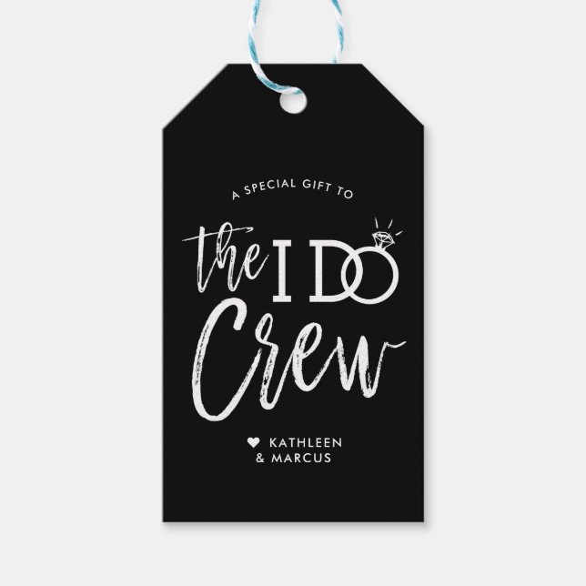 Étiquettes-cadeau L'équipage I Do | Mariage Favoris Noir (Devant)