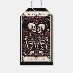 Étiquettes-cadeau LES AMOUREUX Tarot Skeleton Aimer Red Roses Mariag