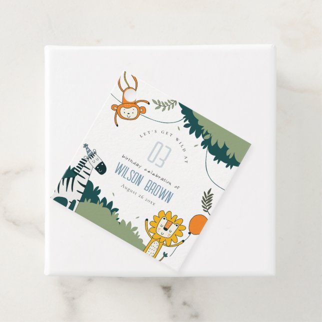 Étiquettes Cadeau Les animaux sauvages de la jungle n'importe quel â (En situation)