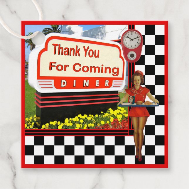 Étiquettes Cadeau les années 50 Retro Diner Merci (Devant)