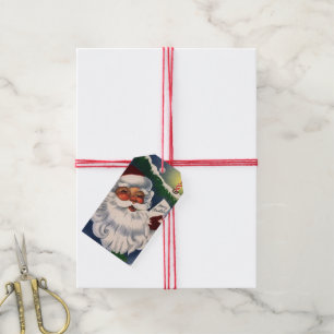 Étiquettes-cadeau les années 50 Retro Jolly Santa Claus, Noël Vintag