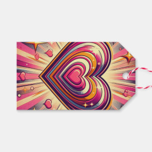 Étiquettes-cadeau les années 70 coeur pop art/Mug de Saint Valentin