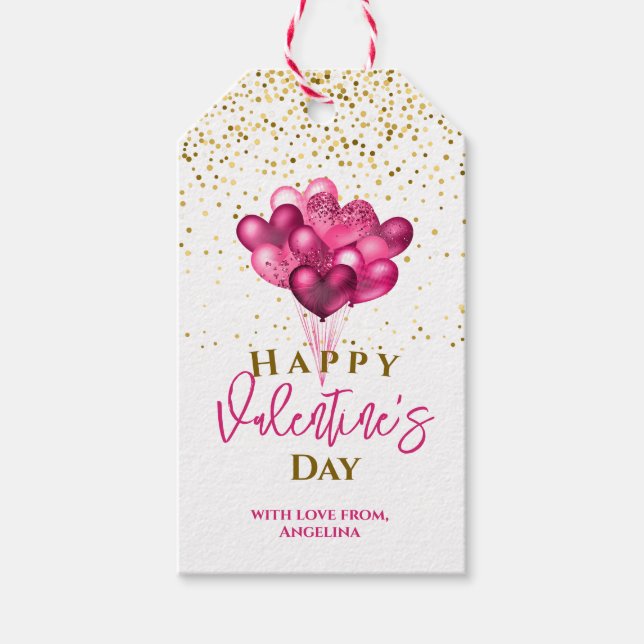 Étiquettes-cadeau Les ballons de coeur de la Saint-Valentin (Devant)