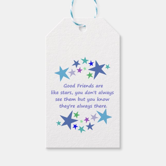 Étiquettes-cadeau Les bons amis sont comme les étoiles Citation insp (Devant)