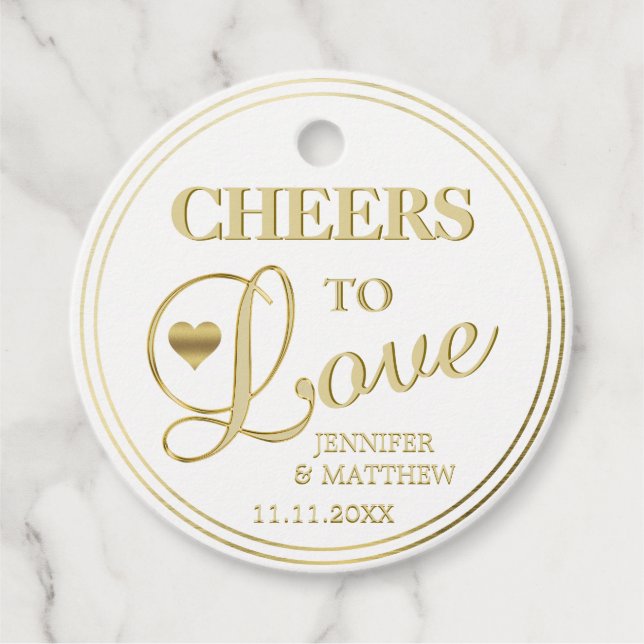Étiquettes Cadeau LES CHEERS D'Or mariages À AIMER (Devant)