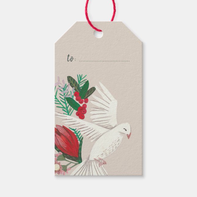 Étiquettes-cadeau Les colombes de la paix sur Terre Noël (Devant)