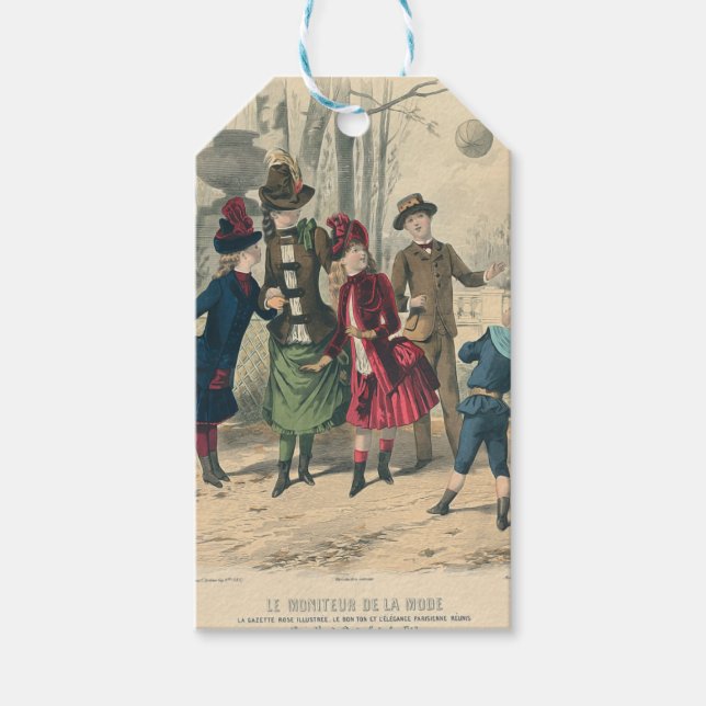 Étiquettes-cadeau Les enfants victoriens Mode jolie illustration (Devant)
