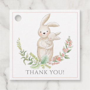 Étiquettes Cadeau Les mignons animaux Bunny Baby shower rose Merci