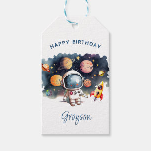Étiquettes-cadeau Les planètes de l'espace extérieur Joyeux annivers
