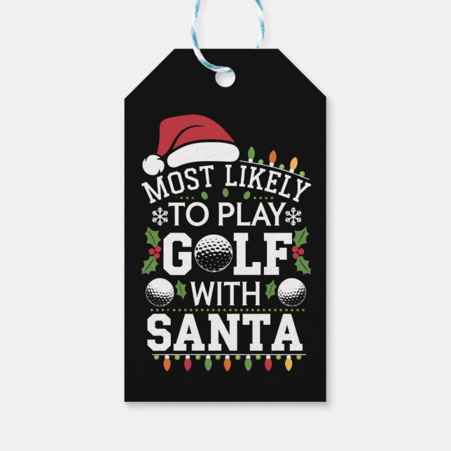 Étiquettes-cadeau Les Plus Probables De Jouer Au Golf Avec Père Noël (Dos)