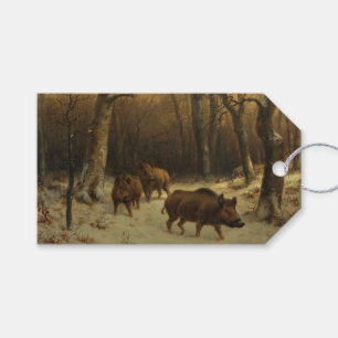 Étiquettes-cadeau Les sangliers dans la neige (par Rosa Bonheur)